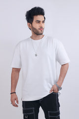 White Round Neck Oversized Cotton T Shirt