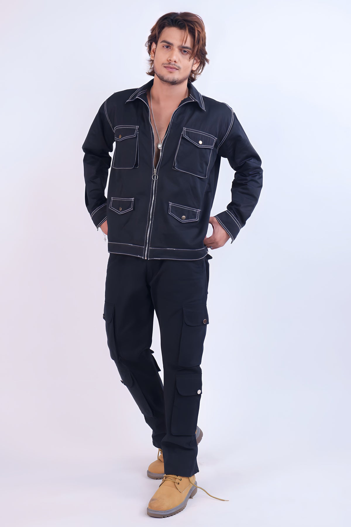 Coller Denim Jacket With Contrast Stich