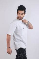 White Round Neck Oversized Cotton T Shirt